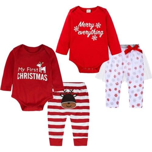Cute Christmas Costume For Baby Girl Clothes Cotton Long Sleeve Romper + Pants Infant Boys Clothing Sets 0-24 Month Newborn Suit