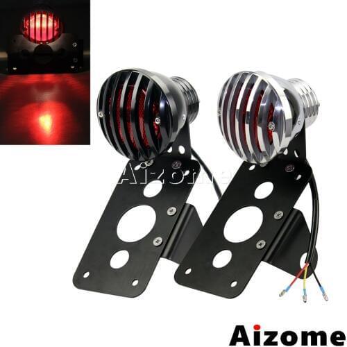 Motorcycle Red Tail Light Stop Lamps Side Mount Bracket Rear Light Taillight For Harley Sportster Bobber Chopper Custom