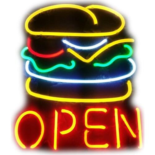Star neon Lamps Hamburger Open Metal Frame Neon Sign Handicraft Store Real Glass Tube Bar room Accesaries neon light Decor Room