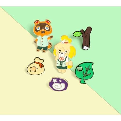 New Enamel Brooch Comic Anime Crossing Theme Badge Lape Pin Leaf Bag Stick Shape Brooches Jewelry Trinket for Friends