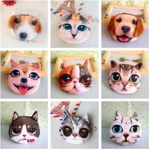 2020 New Hot Sale Cartoon 3D Cute Kids Wallet Bag Animal Face Zipper Mini Cat Coin Purses Change Wallet Kids Bag