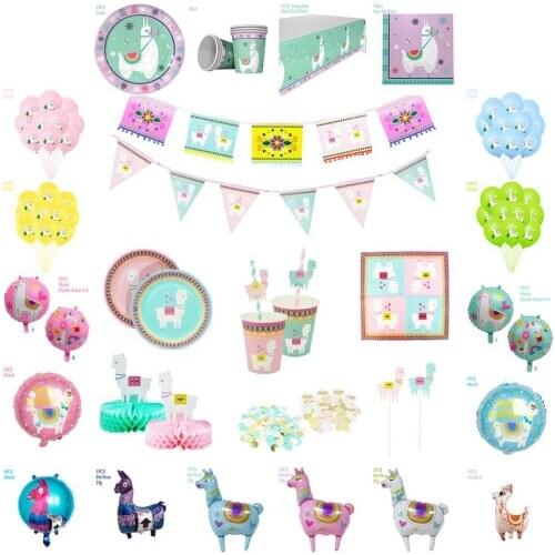 Cartoon Sheep Animal Llama Pinata Alpaca Theme disposable tableware party supplies for birthday party decoration kid baby shower