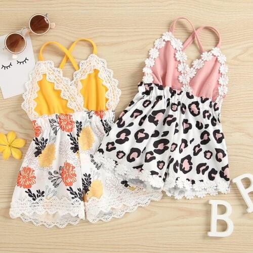 0-3Y Newborn Baby Summer Clothing Toddler Girl Floral/Leopard Print Jumpsuit Fashion Sleeveless V Neck Romper Jumpsuit