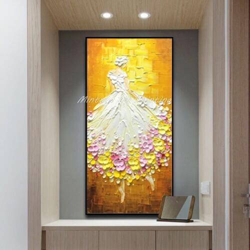 Mintura Ballet Dancer Hand Painted Modern Abstract Palette Knife Oil Paintings On Canva Wall Art For Living Room Home Decoration