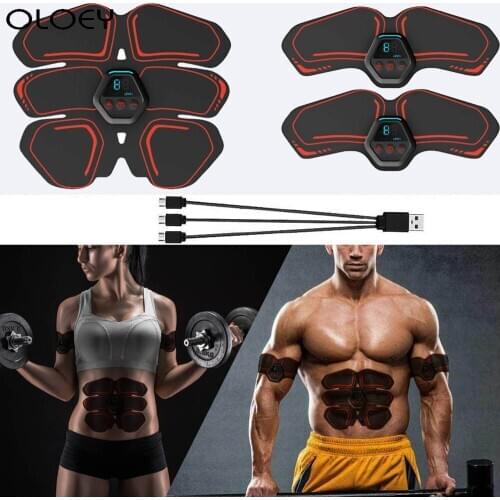 Rechargeable EMS Abdominal Muscle Stimulator Trainer ABS Electrostimulation Fitness Massager Home Gym Abdomen Muscular Exercise
