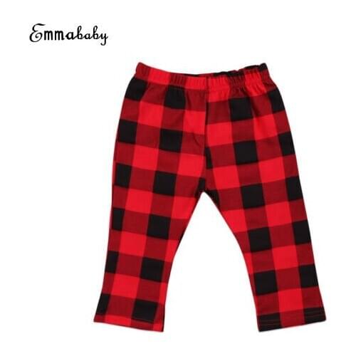 Emmababy Newborn Kids Baby Girl Boys Red With Black Plaid Pants Bottoms Checks Clothes