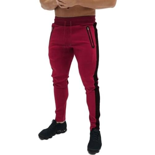 Sporty Men Pants Autumn Color Block Drawstring Pockets Skinny Jogging Pencil Pants костюм мужской Mens Clothing 2021