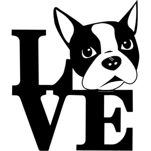SZWL Love Boston Terrier Dog Car Sticker Auto Windscreen Vinyl Decals Automobile Motorcycles Waterproof Accessories,15cm*13cm