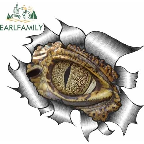 EARLFAMILY 13cm x 11.7cm for Crocodile Eye Break The Wall Personality VAN Trunk Decal Waterproof Bumper Decoration Car Sticker