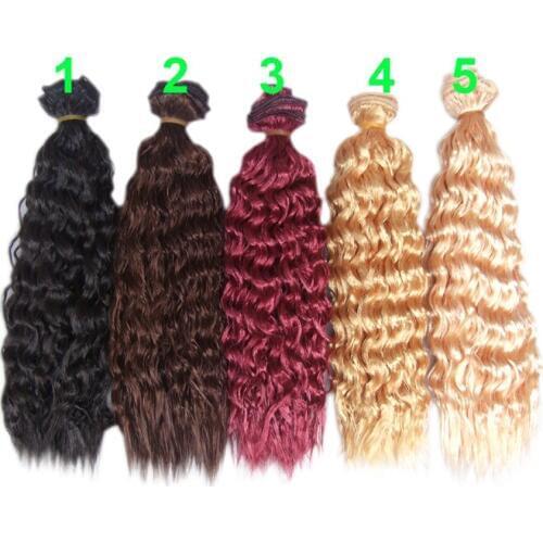 Color choose 25cm*100CM long Curly Brown Falxen Black Khaki Natural Color quality thick Doll Wigs hair for 1/3 1/4 BJD doll