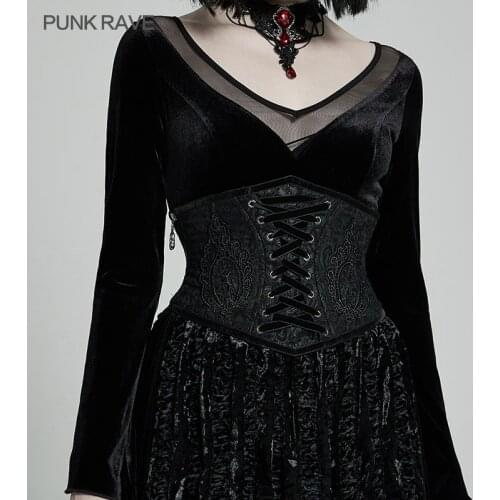PUNK RAVE Womens Gothic Gorgeous Court Vintage Corset Party Prom Gown Black Girdle Accessories Rope Design Adjustmentable