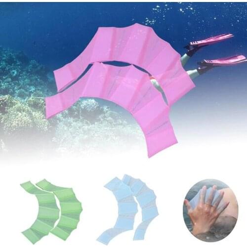 1 Pair Finger Webbed Gloves Hand Fins Hand Flippers Silicone Training Paddles Swimming Web Diving Gloves Water Sports Tool