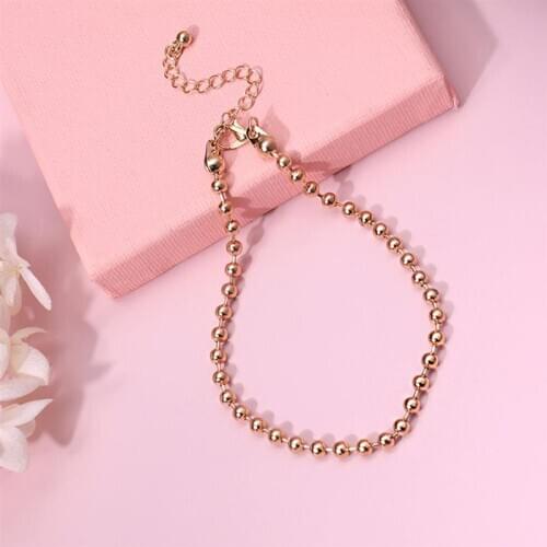 Coxeer 1pc Fashion Alloy Anklet Adjustable Solid Color Creative Vintage Beaded Anklet Chain Jewelry Accessories Party Dress Up