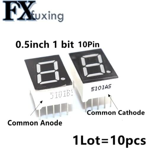10pcs 0.5inch 7 Segment 1 bit Digital Tube Red Common Cathode LED Digit Display 0.5inch 0.5 0.5 inch 0.5'' 0.5in. one 1 bit