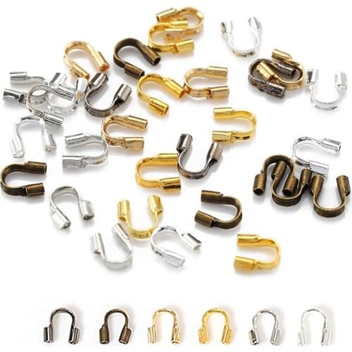 200pcs Metal U Shape Wire Protector Connector 4.5x4mm Guard Guardian Clasps Connectors for Jewelry Making Craft Components