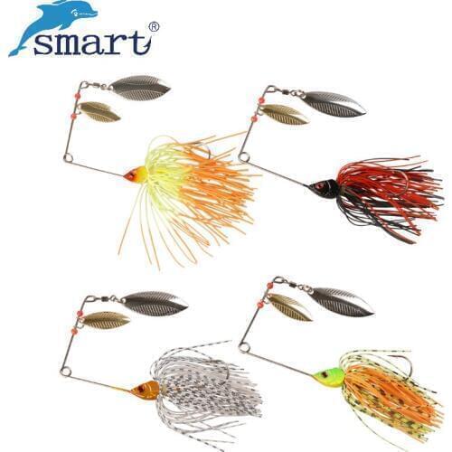 4Pcs 15g Spinner Bait Jig Head Fishing Hook Silicone Skirt Beard Lure Bait Isca Artificial Para Pesca Spoon Metal Leurre Peche