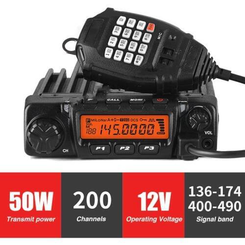 50W Car Mobile Radio 12V LCD Communication HF Transceiver Automotive Ham Radio Station 200Channels Two Way Radio Walkie Talkie