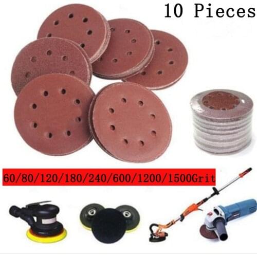 Free shipping 10 pieces 125mm 5 inch Abrasive Sandpaper Hook & Loop Sanding Paper for Sander Pad Power Tools Accessories