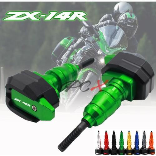 Motorcycle Accessories Aluminum Engine Guard Pad Frame Sliders Crash Protector logo(ZX-14R) For KAWASAKI ZX-14R NINJA ZX14R 2012