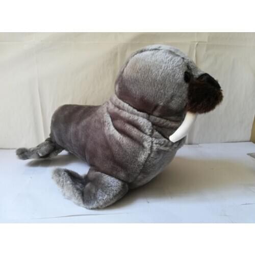 Large 40cm dark gray cartoon walrus plush toy soft doll throw pillow toy ,birthday gift b2009