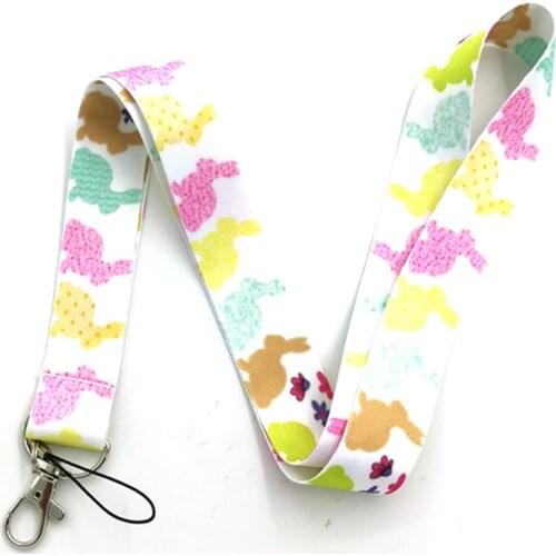 Colorful Rabbit Cartoon Keychain Lanyard for Keys ID Card Badge Holder Neck Strap Keyring Webbing Mobile Phone Accessories