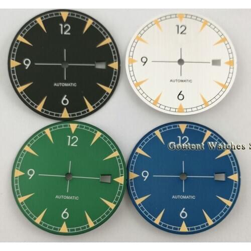 33.2mm Goutent Sterile Watch Dial Black/White/Blue/Green Watch Face Luminous Fit NH35 Movement