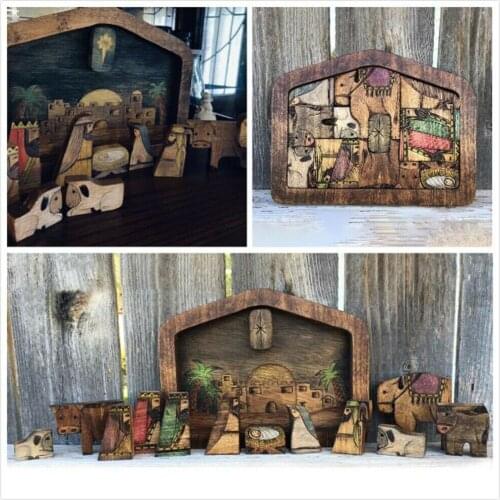 Wooden Jesus Puzzles Nativity Puzzle with Unique Wood Burned Design Jigsaw Puzzle Game For Adults And Kids Home Decoration