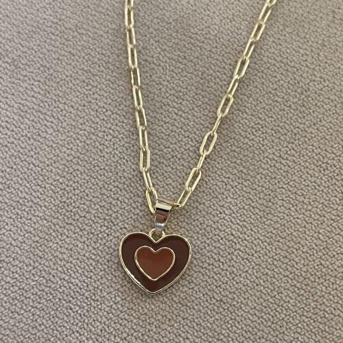 Europe and the United States cross-border love element necklace pendant necklace double-layer love ladies and girls INS