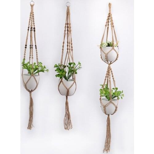 Handmade Macrame Plant Hanger Vintage Hemp Rope Flowerpot Plant Holder Hanging Basket Garden Tools Boho Home Balcony Decoration