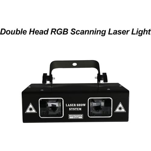 Indoor DMX Control 51 Pattern Beam Full Color Line Wave Dot Pattern Effect Double Head RGB Scanning Laser Light Disco Bar KTV