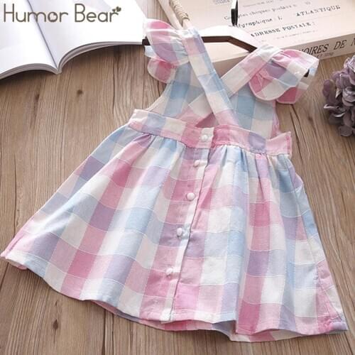 Humor Bear 2020 Summer Toddler Dress Princess Girls Dress Plaid Tank Dress Sleeveless Dress For Baby Girls Clothing