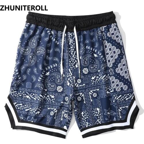 Summer Harajuku Shorts Men Paisley Graphics Print Streetwear Hip Hop Short Sweatpants Jogger Baggy Fashion Skateboard Trousers