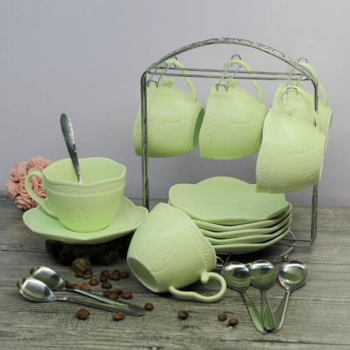 Silver plating coffee cup hob cup dish rack can hang most 6 cups and saucers metal stand holder