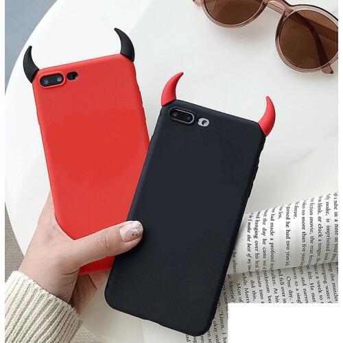 Soft Silicone Case Devil Horns Demon Angle Cover for OPPO F7 F9 Pro A7X Realme 5 5i 6 6i 1 2 Pro C1 Reno 3 10x ZOOM Phone Cases