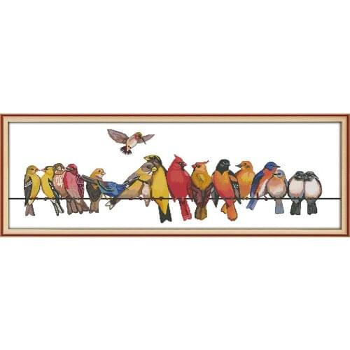 The birds gathered cross stitch kit aida 14ct 11ct count printed canvas stitches embroidery DIY handmade needlework