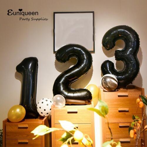 40 inch Giant Black Jumbo 1 2 3 4 5 6 7 8 9 0 Digital Number age Balloon Birthday Wedding party Anuversary float Decoration