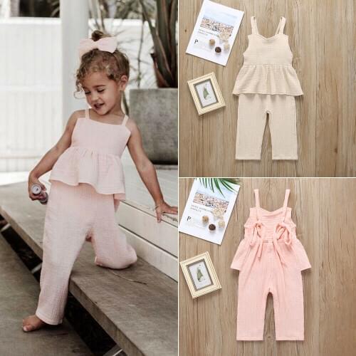 Newest Fashion Toddler Baby Girl Clothes Sleeveless Solid Color Ruffle Rompers Jumpsuit Sunsuit Outfit Summer