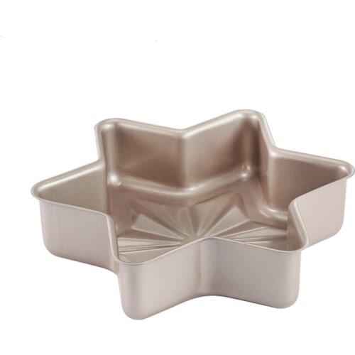 New Arrival Glod Carbon Steel Easy To Clean Bread Moulds Star Bakeware Cooking Tools Cake Pans Cheese Mousse Moulds