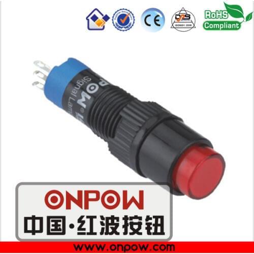 ONPOW 8mm plastic 1NO1NC round head latching illuminated pushbutton switch LAS4Y-11Z/R/12V