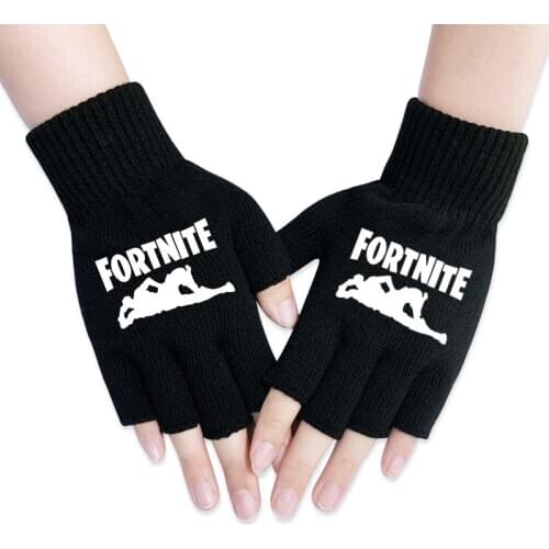 Genuine Fortnite Half Finger Gloves Anime Game Peripheral Unisex Fingerless Touch Screen Outdoor Autumn Winter Warm Gloves Gift