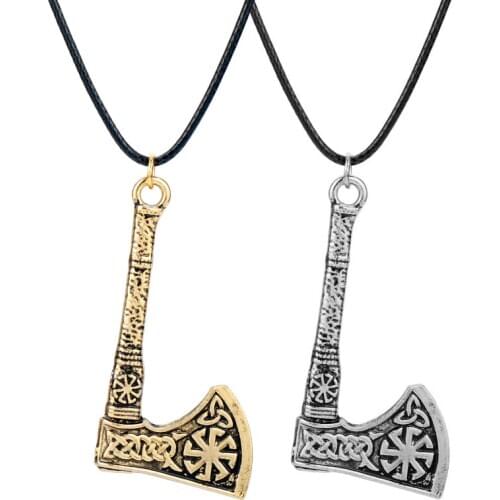 Amulet Ax Necklace Men Viking Peru Axe Pendant Necklace Collier Gothic Jewelry Rope Chain Accessories