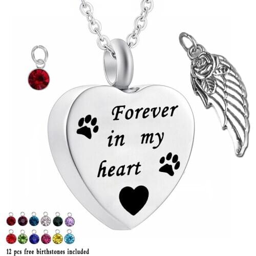 Forever in my heart 12 Piece Birthstone Crystal Urn Necklace Heart Memorial Keepsake Pendant Ashes Cremation Jewelry