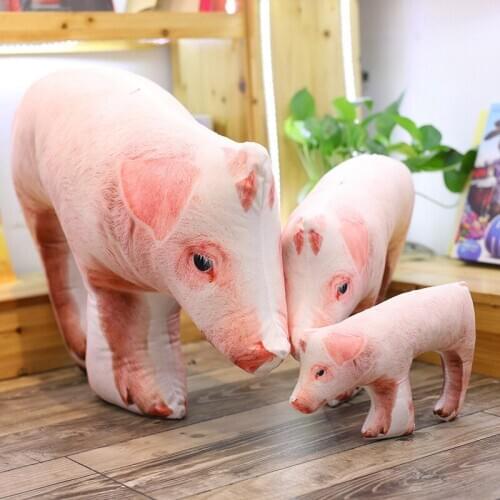 Simulated Pig Printing Pillow Standing Pink Pig Soft Plush Animal Cushion Props Sofa Chair Decor Friend Gift 25/50/75/95cm