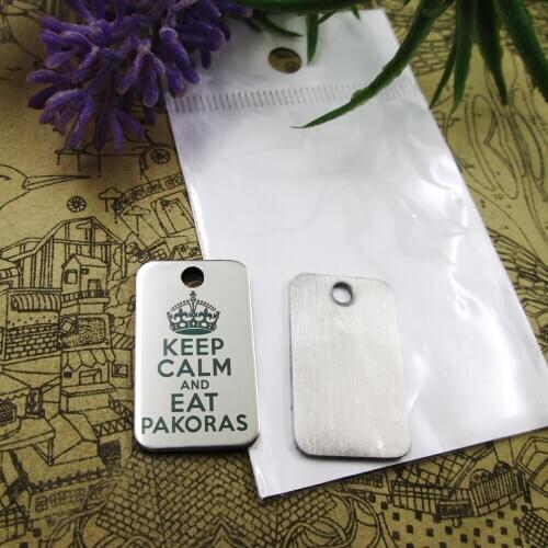 20pcs--"keep calm and eat pakoras"stainless steel charms more style for choosing DIY pendants for necklace