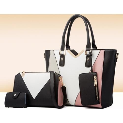 Casual Pu Leather Women Pu Leather Handbags Tote Bags Large Capacity 4 Pieces Set Messenger Bag High Quality Female Shoulder Bag