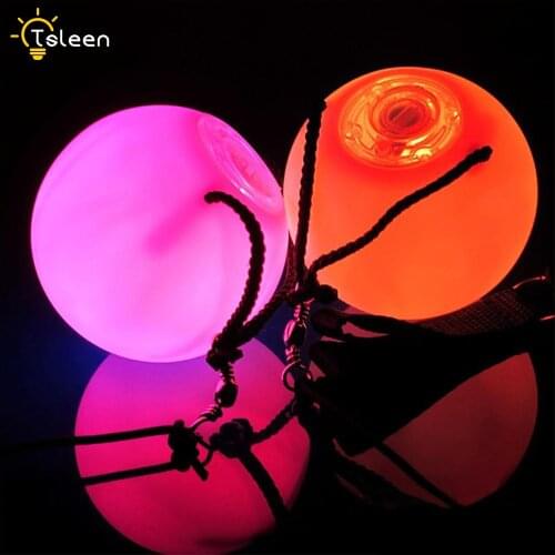 Professional Belly Dance Level Hand Props Round Colorful 1/2/4 Pcs LED POI Thrown Balls Stage Performance Accessories for Party