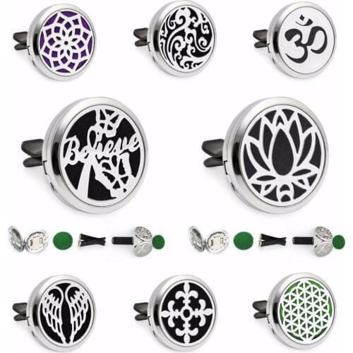 Diffuser locket removable Car Vent clip with 10 Pads randomly Lotus Wing love Yoga Essential Oil Perfume locket Magnetic as gift