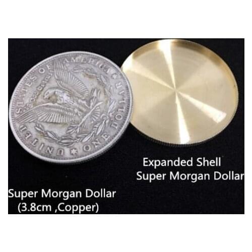 Expanded Shell Super Morgan Dollar + Copper Morgan Coin Set,Magic Tricks,Coin,Props,Accessories,Appearing/Disappearing,Illusion