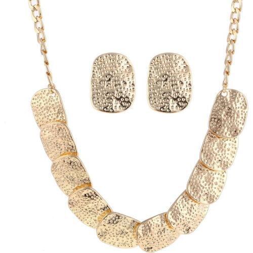 New Fashion Hammer Pendant Statement Necklace Set Stud Earrings Simple Metal Chain Gold Jewelry Sets For Women Choker Necklaces