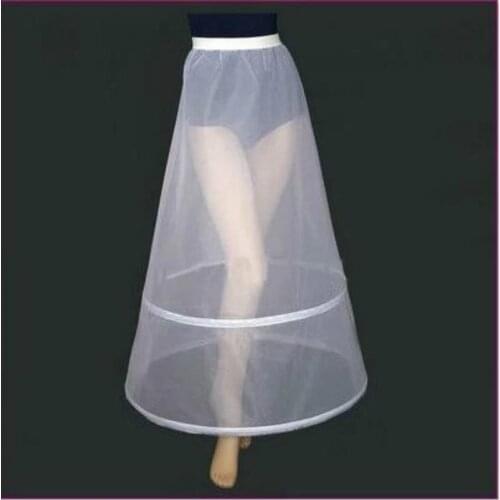 A-line 2 Hoop Wedding Petticoat Women Long White underskirt Bustle Petticots Wedding Accessories Prom Underskirt